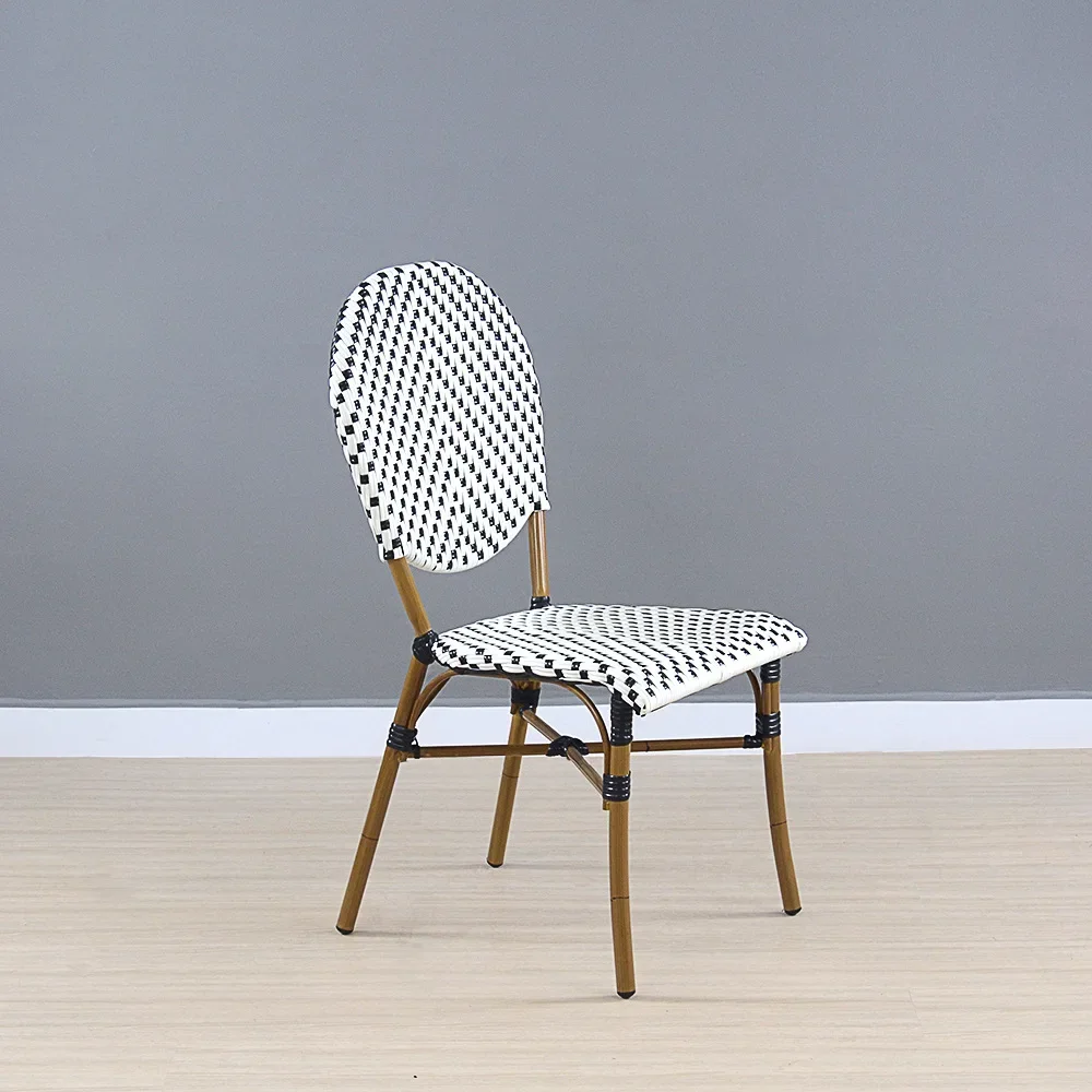 Imitation rattan aluminum tube backrest dining chair dessert shop cafe lounge chair