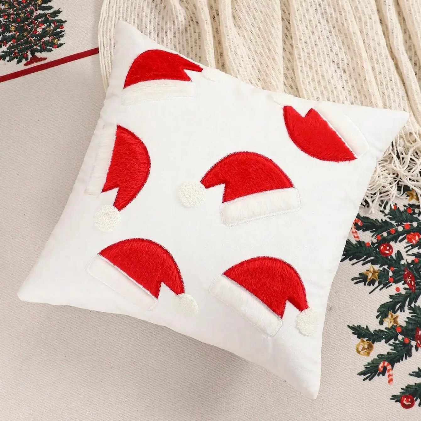 New Christmas Hats Christmas Pillowcases Three-dimensional Plush Pillow Covers Holiday Room Sofa Decorative Cushion Covers