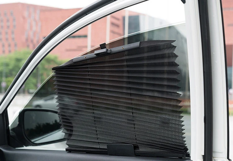 1 Stück faltbarer Auto-Seiten-Sonnenschutz, einziehbarer Sonnenschutz für die Front-/Heckscheibe, Netz-UV-Schutzvorhang, faltbarer Auto-LKW-Sonnenschutz – Detail 3