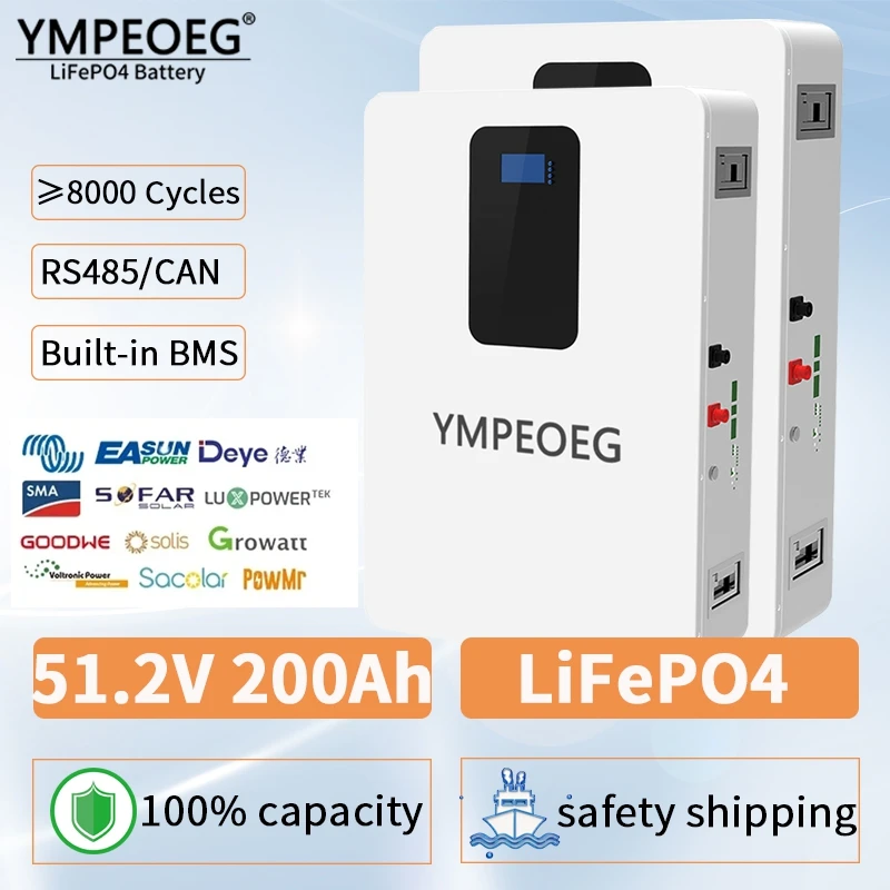 48V200Ah Brand New Grade A LiFePO4 Battery Pack 100% Full Capacity Built-in BMS 8000 Cycles Household Solar Power Bank