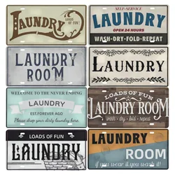 Vintage Laundry Plaque Metal  Metal Sign Vintage License Plate Wall Decor Laundry Room Washroom Door Wall Decoration