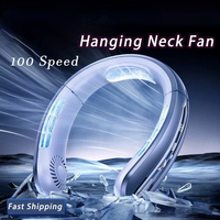 Portable Mini Hanging Neck Fan Digital Display Power Bladeless Fan Neckband Air Cooler USB Rechargeable Fan Cooling Tool