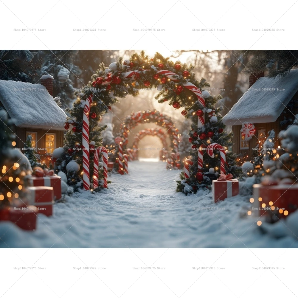 Winter Christmas Photography Background Decoration Town Garland Decoration Supplies Holiday Party Family Portrait Background