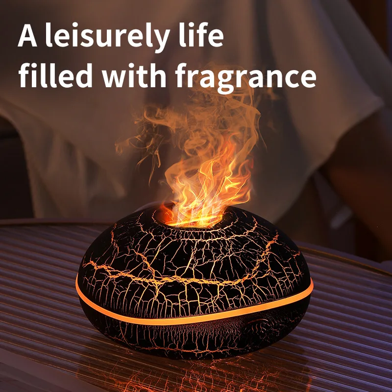 New Colorful Realistic Flame Aroma Diffuser USB Home Humidifier with Cracked Flame Aroma