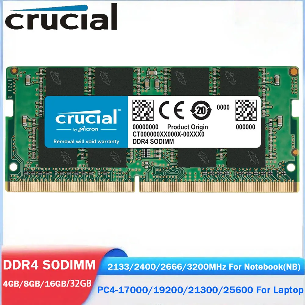 Crucial Laptop DDR4 RAM 8GB 32GB 4GB 16GB 3200MHz 2666 2400 2133MHz PC4-25600 21300 19200 Memory 1.2V 260Pin SODIMM For Notebook