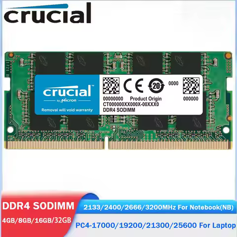 Crucial Laptop DDR4 RAM 8GB 32GB 4GB 16GB 3200MHz 2666 2400 2133MHz PC4-25600 21300 19200 Memory 1.2V 260Pin SODIMM For Notebook