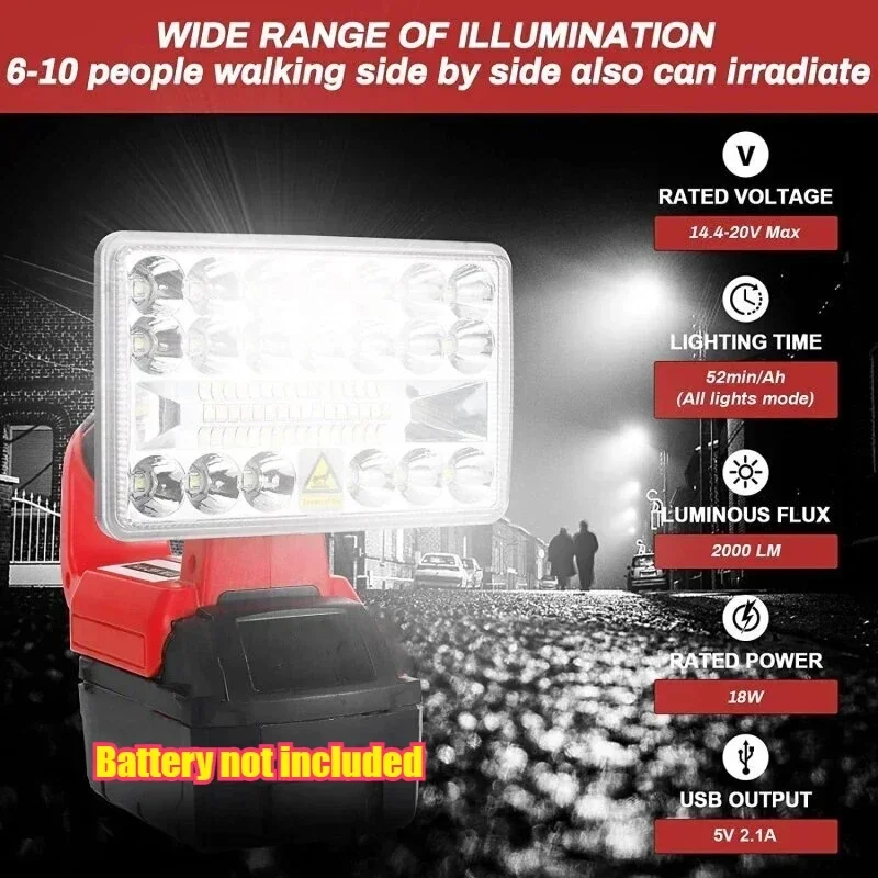 【Fast Delivery】3 Inches For Milwaukee 18V Li-ion Battery LED Work Light Portable Flashlight Emergency Flood Lamp Handheld Campin