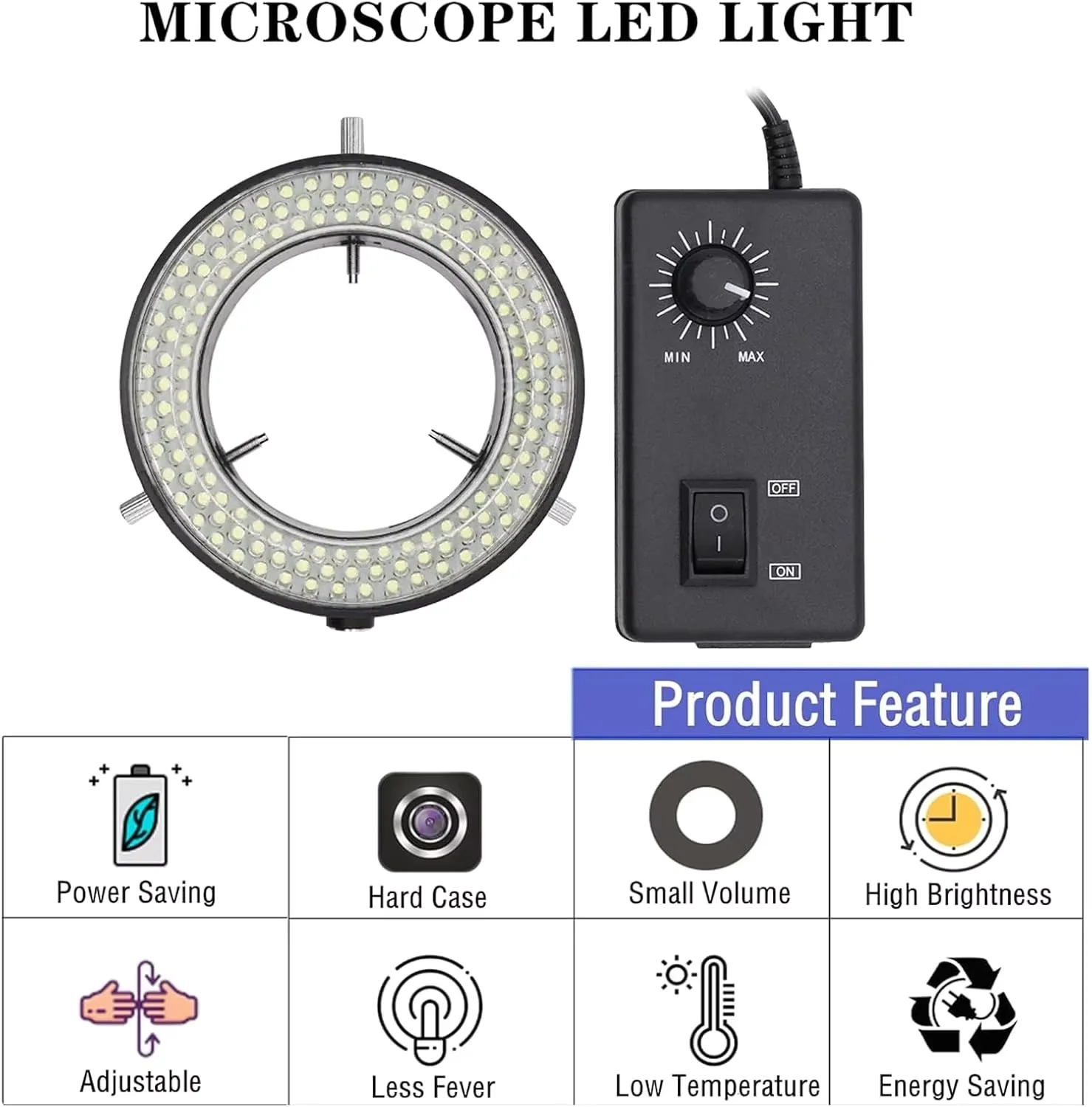 Microscope 144 LED Ring Light Adjustable Illuminator Lamp Microscope Circle Light for Stereo Microscope & Camera Light Parts