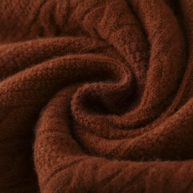 Autumn and winter 100% pure cashmere sweater men's round neck twisted pattern double loose knit sweater