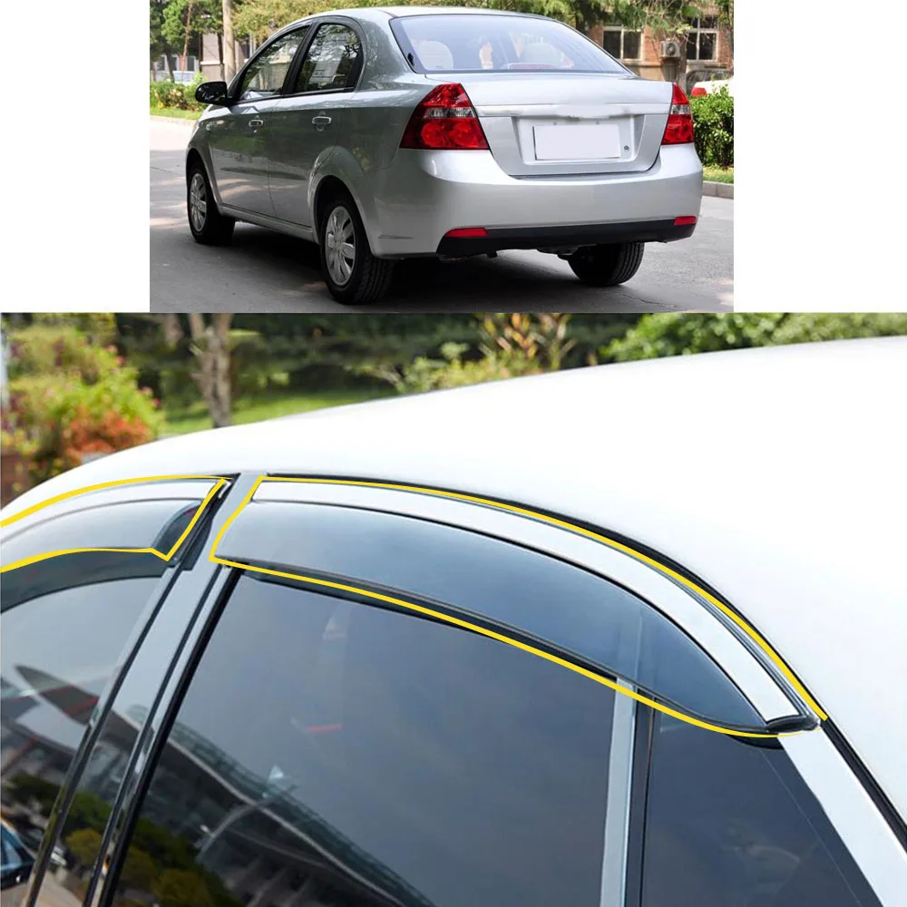 Car Sticker Plastic Window Glass Wind Visor Rain/Sun Guard Vent For CHEVROLET LOVA Sedan 2005 2006 2007 2008 2009 2010 2011-2012