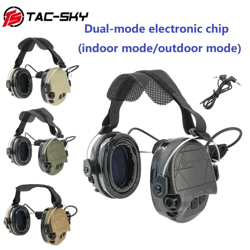 

TAC-SKY Электронный TAC302 За головой Защита ушей Тактическая гарнитура Гелевые наушники для страйкбола Наушники для стрельбы Охотничьи муфты