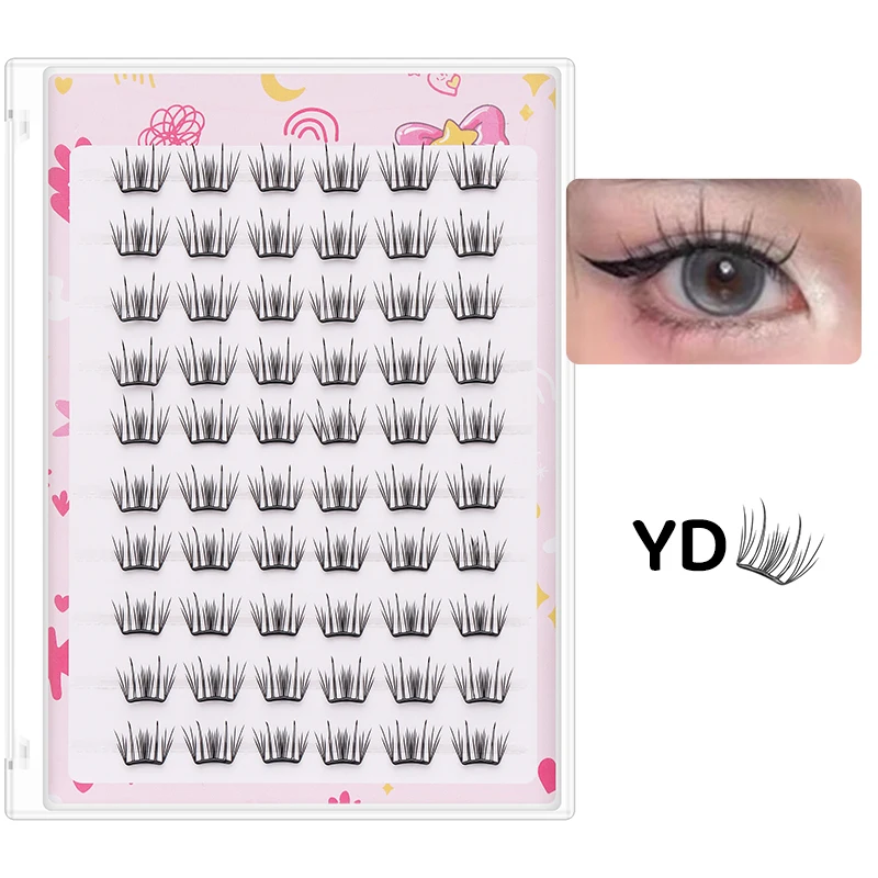 DINGSEN 10 Reihen Idol Lashes Selbstklebende Wimpern Natürliche Lange Anime Kleberfreie Cluster-Wimpern Make-up Korea Wimpern – Detail 29