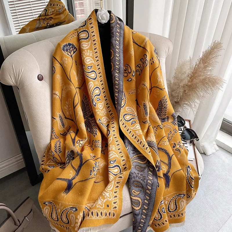 New Winter Women Wool Shawl With Lurex and Long tassel Pashmina Scarf Tassel Female Foulard Thick Blanket