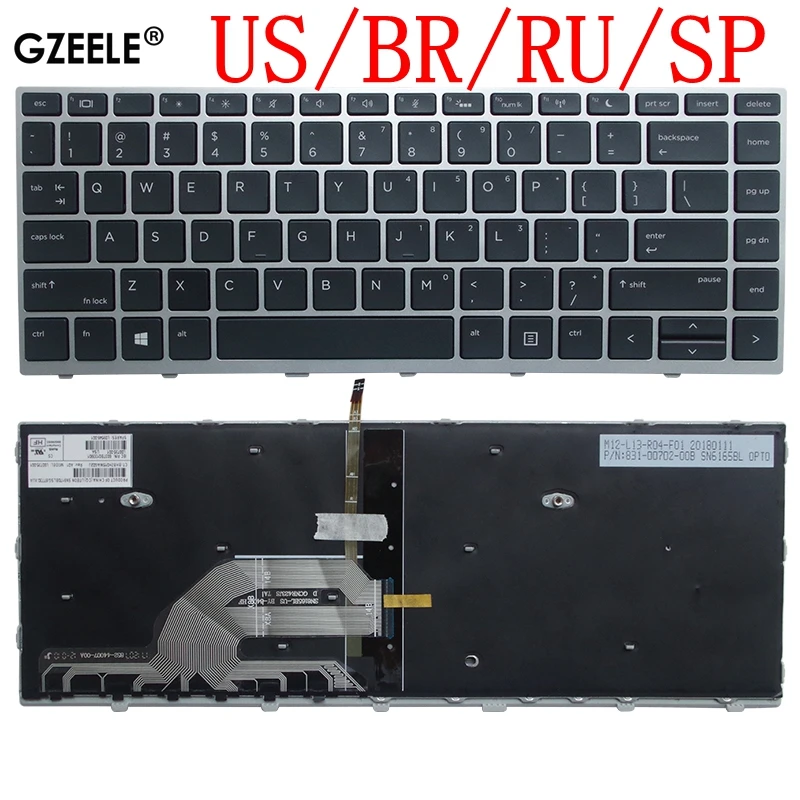 Nowa klawiatura do laptopa US/BR/SP do HP Probook X360 440 G1 HSN-W01C 640 G4 640 G5 645 G4 645 G5 430 G5 440 G5 445 G5, angielska