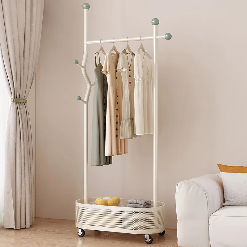 Aesthetic White Clothes Rack Entrance Minimalist Coat Rack Clothes Rack Shelfs Wheels Arara De Roupa Clothing Store Furniture