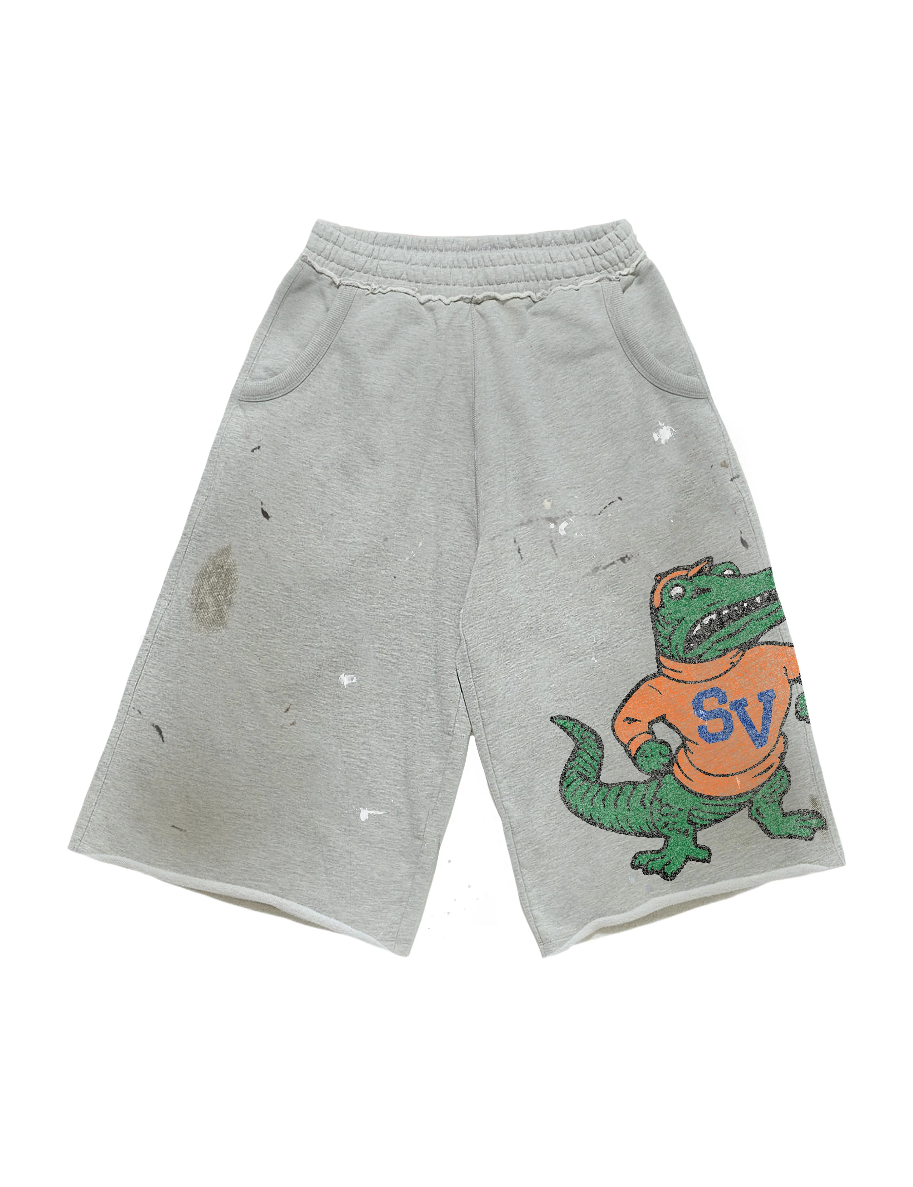 Y2K Alligator Grey T Shirt Set Vintage American Letter Printed Unisex Long Sleeve Tops High Street Loose Men Women Casual Shorts gallery 5