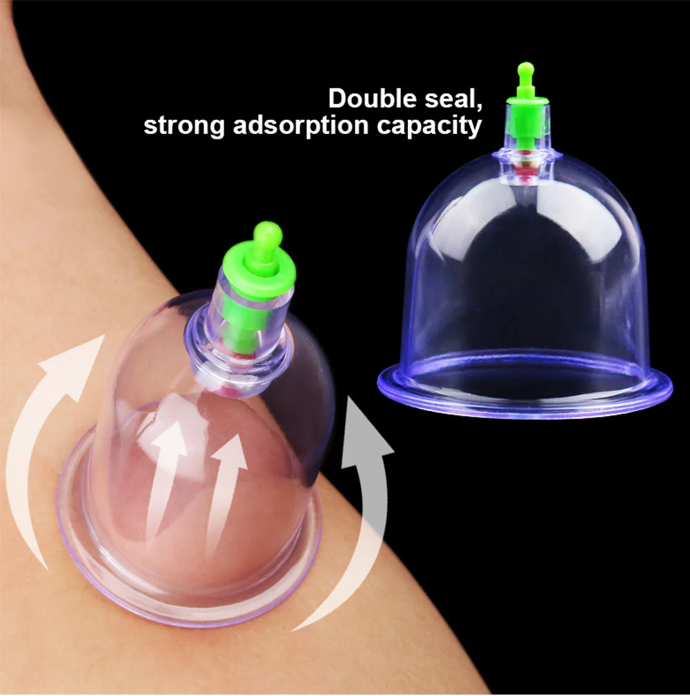 6Pcs Vacuum Cupping Sets with Pumping Gun Suction Cups Back Massage Body Cup Detox Anti Cellulite Therapy Cans Healthy Care Jars