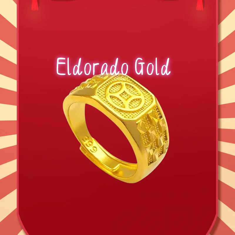 

2025 2025 9999 Real Gold 24K Gold Men's Money Ring Gold Edition Open Money Men's Ring