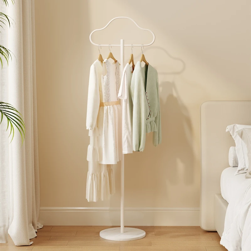 Nordic light luxury clothes rack, floor-standing home clothing storage rack for bedroom, metal standing marble coat rack for living room