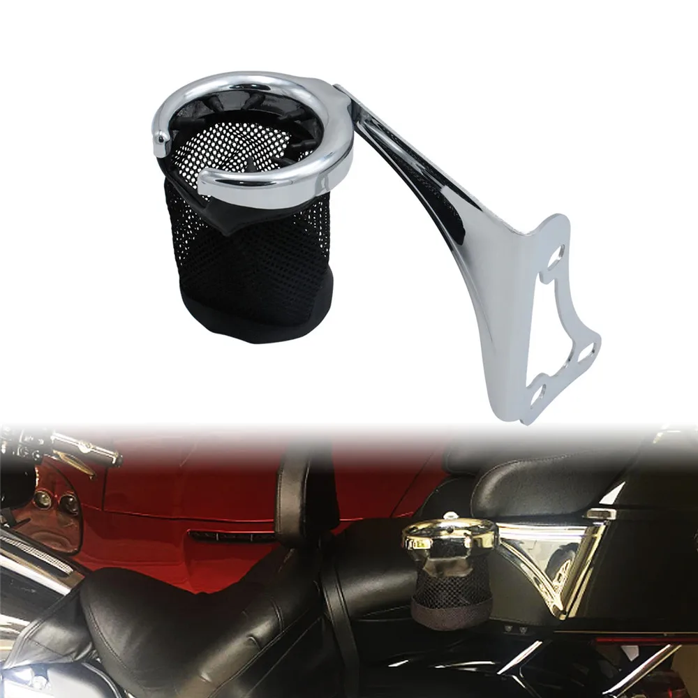 Portavasos trasero cromado para motocicleta, soporte de Metal para pasajero para Harley Road Electra Glide Tri Glide Ultra Classic FLHTK FLHTCU