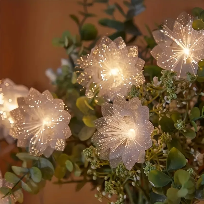 Battery LED Fiber Optic Flower Garland Fairy Lights for Xmas Tree Home Wedding Party Holiday Decoration