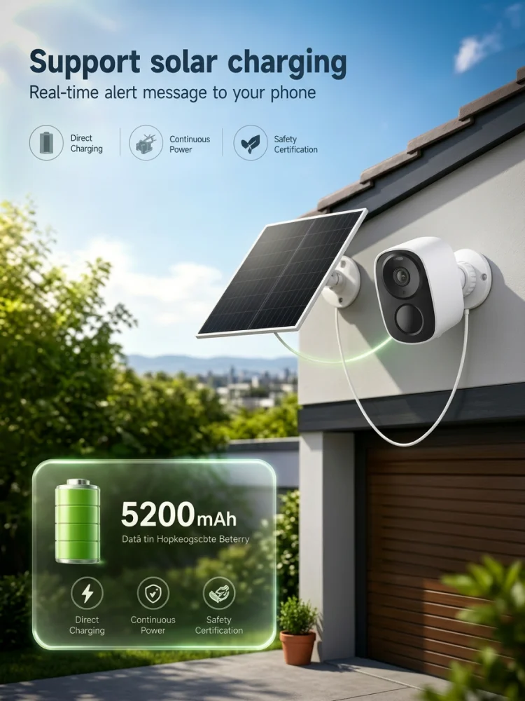 Vstarcam 4K WiFi Solar-Sicherheitskamera mit Batterie 5MP Kabellose Außenkamera mit Batteriebetrieb Farbnachtsicht PIR Bewegungsmelder