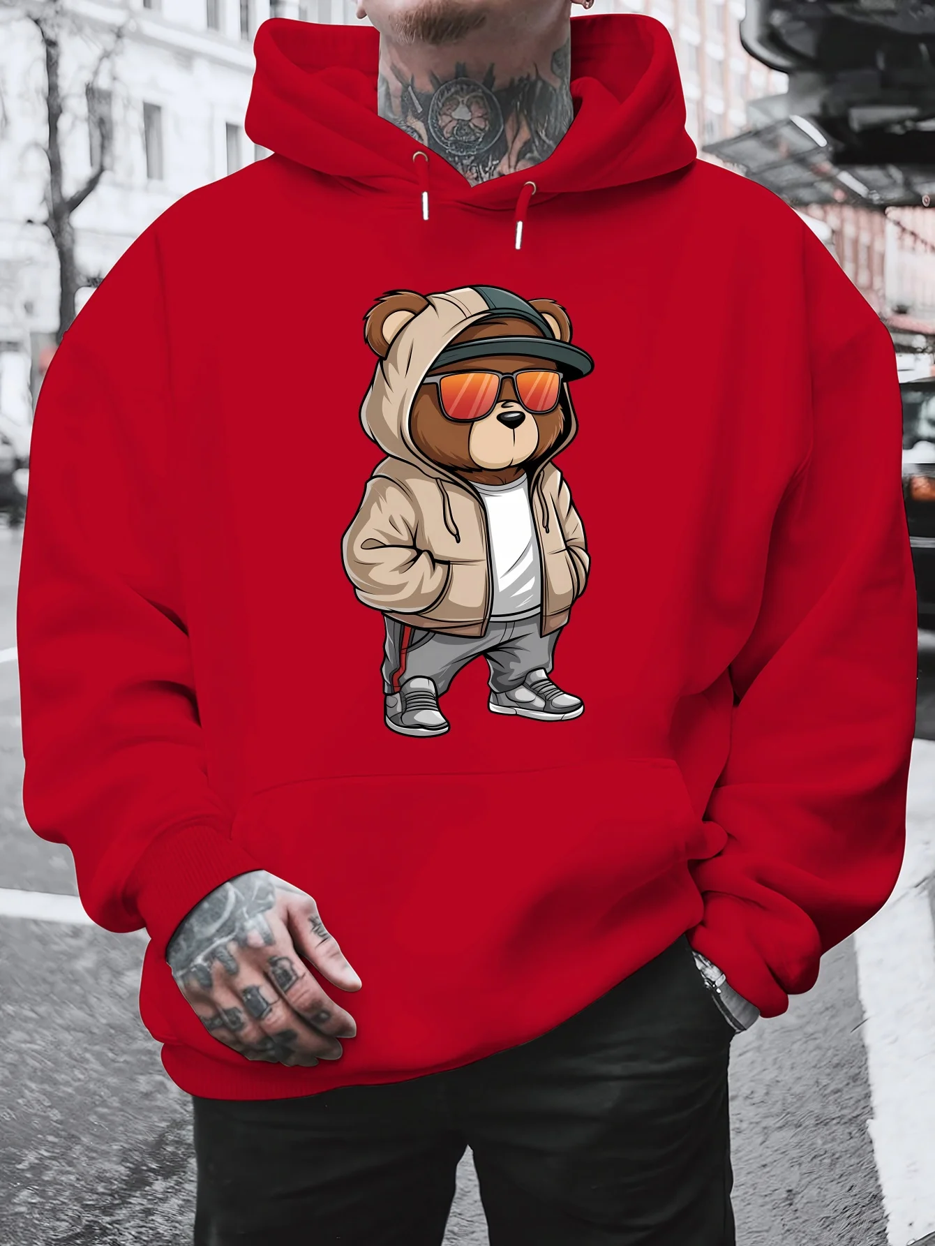 Herren-Hoodie mit Boston EST 1997 Schriftzug, Vintage College-Stil, locker geschnittener, übergroßer, lässiger Streetwear-Pullover – Detail 4