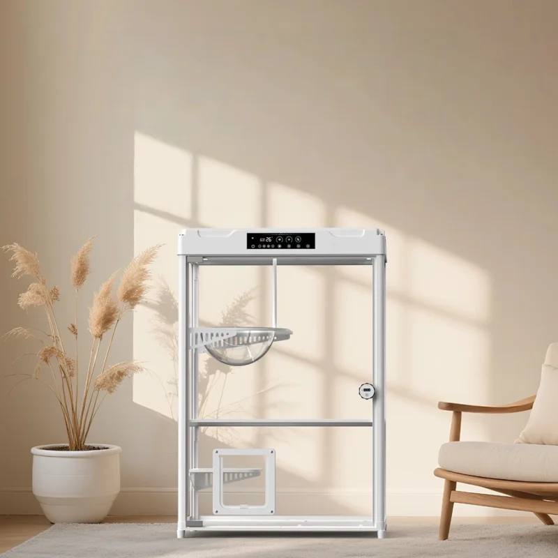 Home Smart Pet Cabin: Large Double-layer Space with Fresh Air System and Camera, Controllable Via Smartphone
