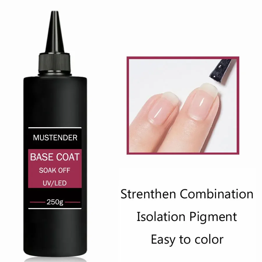 250g Primer Base in Gomma Cappotto Basecoat Terzo Temperato Top Coat Opaco Gel UV Rinforzo Anti-fuoriuscita Gel per Unghie Smalto Manicure