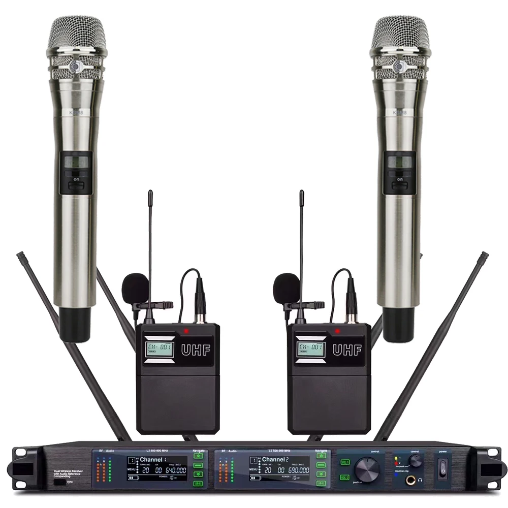 

Advanced AD4D-II KSM8 Handheld DJ Karaoke Wireless Microphone System Dual Channel Cardioid Dynamic Stage Performance Sing Mic