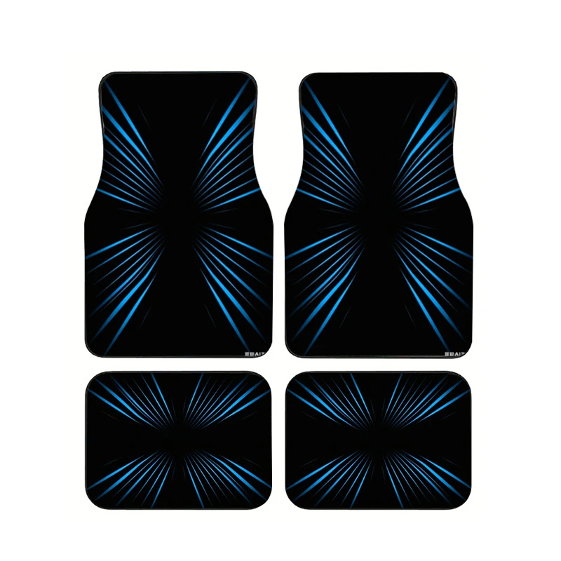 

Blue Light Speed Line Tech Car Floor Mats 4 Pcs Universal Non Slip Waterproof Auto Foot Carpets Set Fit Sedan SUV Truck Interior