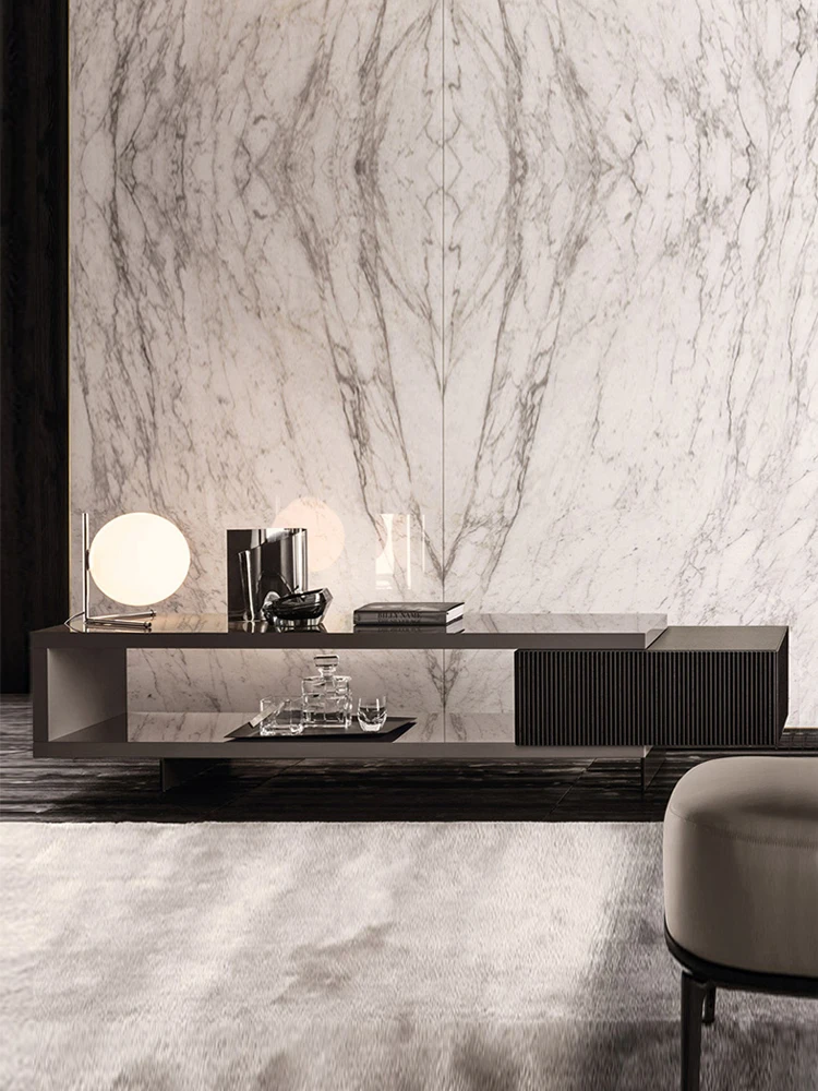 

Italian minimalist TV cabinet retractable modern light luxury small family living room designer TV cabinet