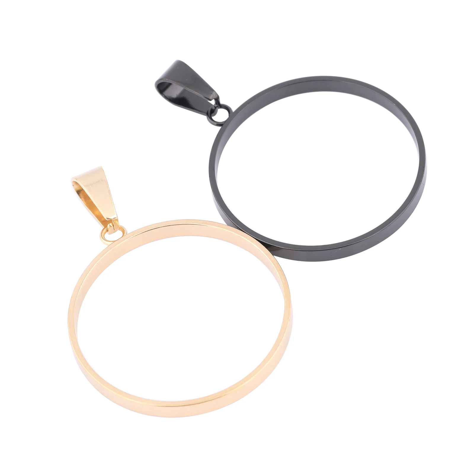 6 szt. Ze stali nierdzewnej pozłacane czarne okrągłe 30mm otwarta ramka Charms Diy puste kaboszon ramki półfabrykaty do produkcji biżuteria z żywicy