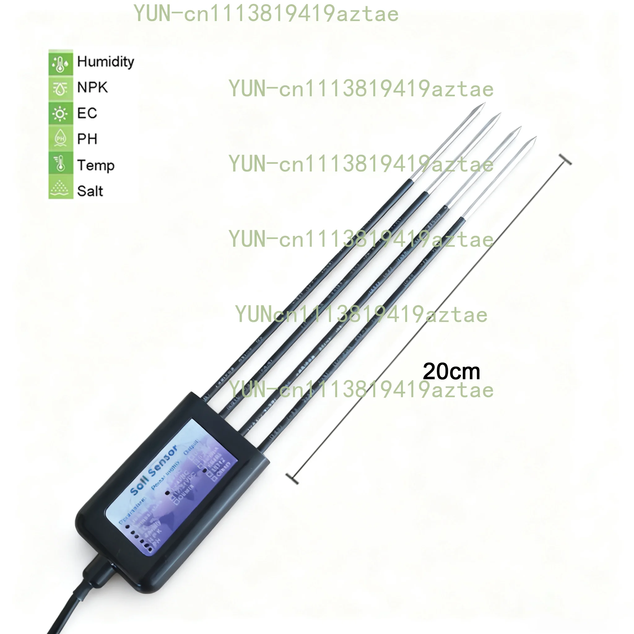 High Precision RS485 20cm Depth Handheld Soil Moisture Temperature EC Salinity NPK PH 8 in 1 Sensor Data Logger for Farms