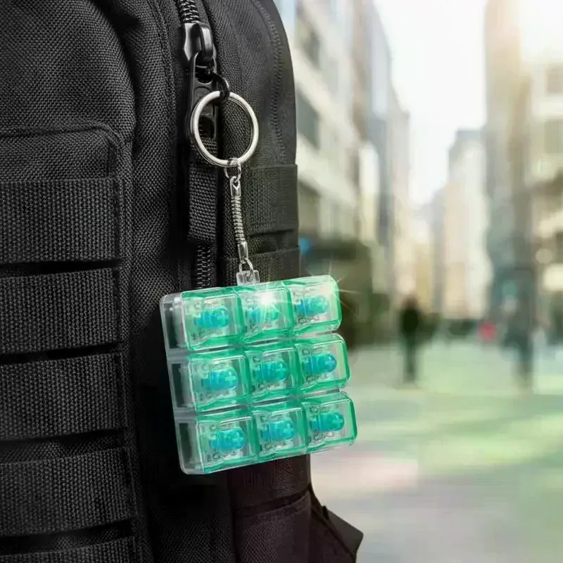 Fidget Keyboard Keychain Colorful Transparent Clickable Buttons Durable Stress Relief Toy for Kids Adults All Age Groups