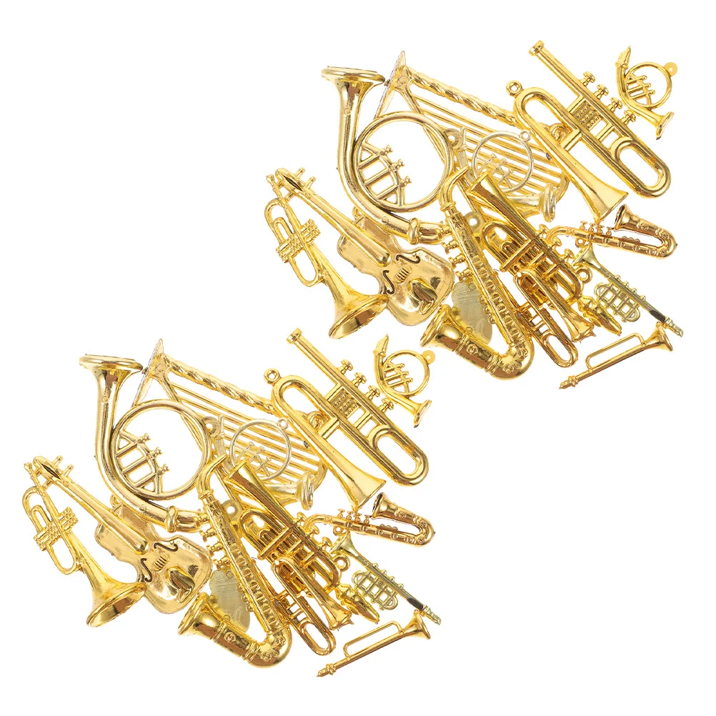 

28Pcs Miniature Musical Instrument Ornaments Tiny Trumpet Violin Flute Christmas Tree Decor DIY Craft Accessories