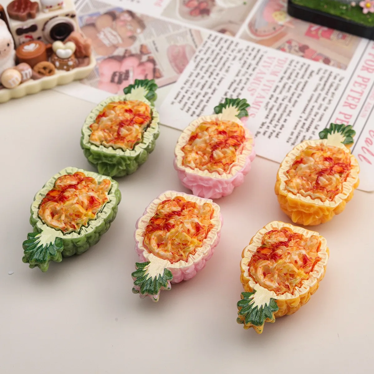 Pineapple Resin 3D Crafts Cabochons 10pcs Simulated Fruit Foods Scrapbooking DIY Jewelry Craft Decoration Accessories