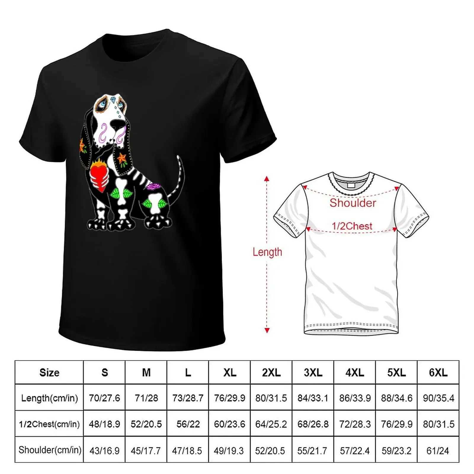 Basset Hound Sugar Skull T-Shirt cute clothes baggy shirts plus size tops plus size clothes black t shirts for men