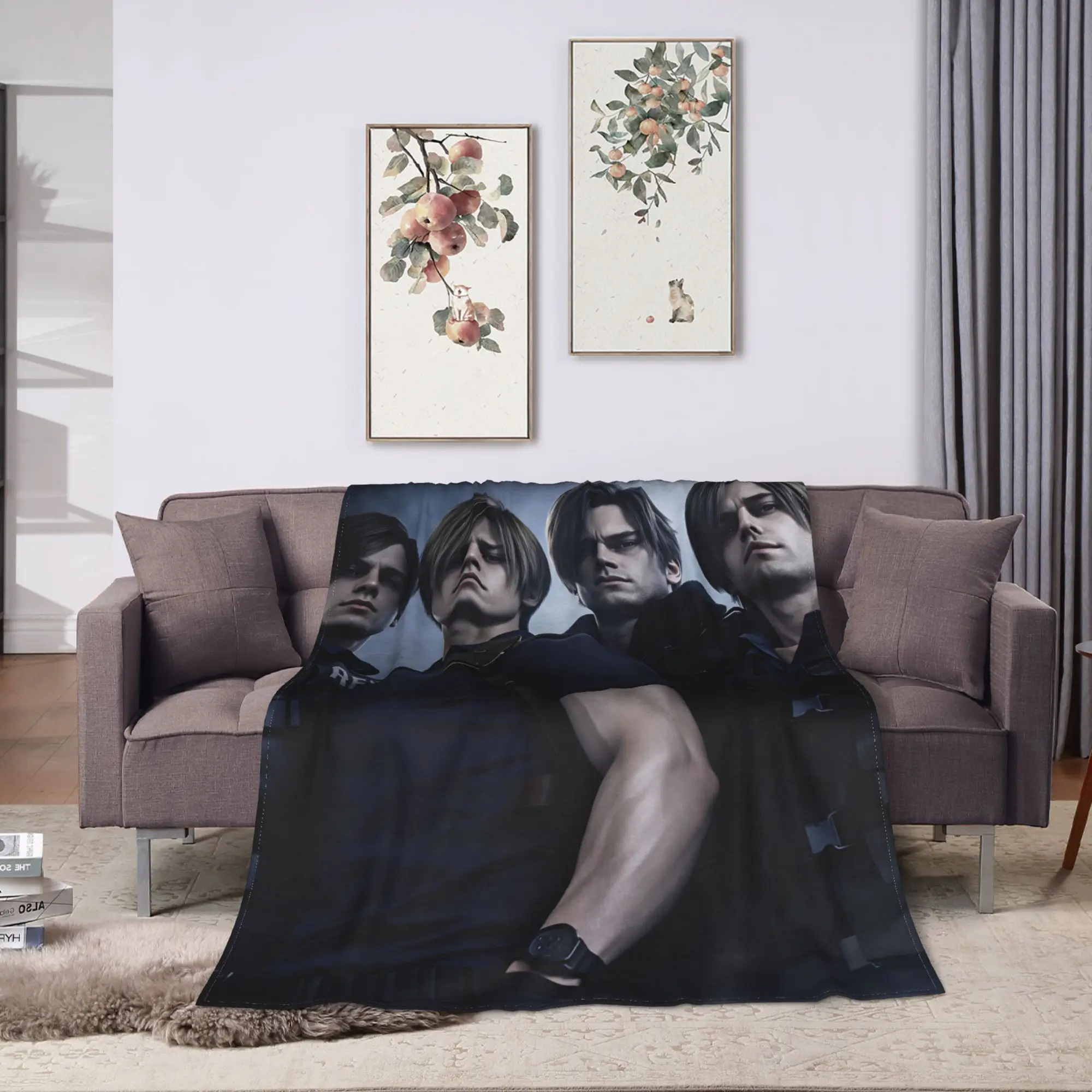 Leon Kennedy Throw Blanket Soft Novelty Blankets  For Bedroom Plane Travel Flannel Bedspread Bed Cover