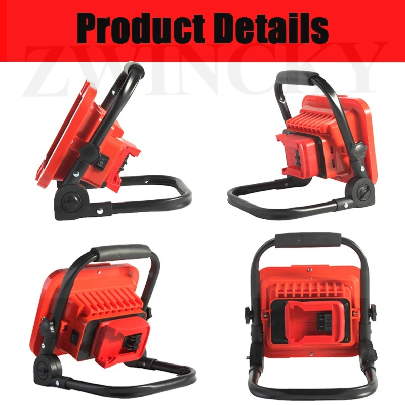 Luz de trabajo LED inalámbrica, foco para exteriores, trabajo, pesca, herramienta de emergencia portátil, luz para Makita/Dewalt/Milwaukee, batería de 18V
