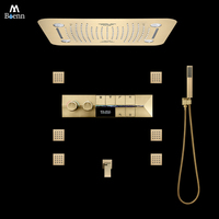 M Boenn 6 Function Push Button Typ Shower System Smart Temperature Display Thermostatic Diverter Bathroom Fuacet LED Shower Head