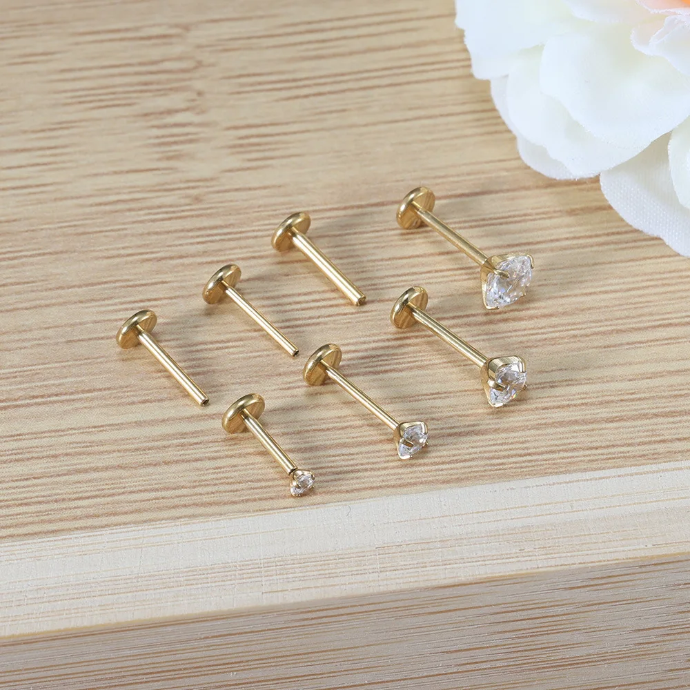 Lip Labret Monroe Medusa Rings Stud Surgical Steel Long Cheek Dimple Rings Piercing Jewelry for Women Men Bar Length 6-10mm