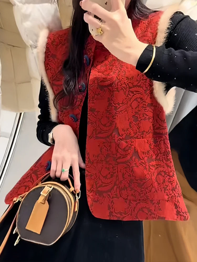 

New Chinese Sle Thiened Women's Vest Autumn Winter Outerwear Faionable Small Size Quilted Jaet Zipper Closure