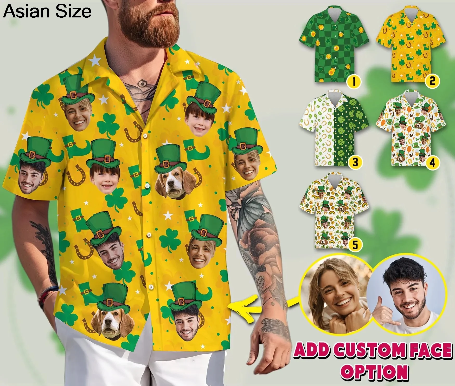 Hawaiian Shirt With Custom Face For Men Women Personalized Hawaii Gift For Girlfriend Boyfriend Tropical Beach Button Down Shirt