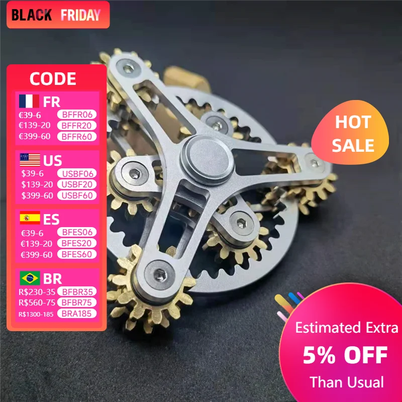 Delicateness Gear Hand Spinner All Copper Fidget Spinner Nine Teeth Linkage Edc Metal Alloy Spinner Focus Toys Stress Relief