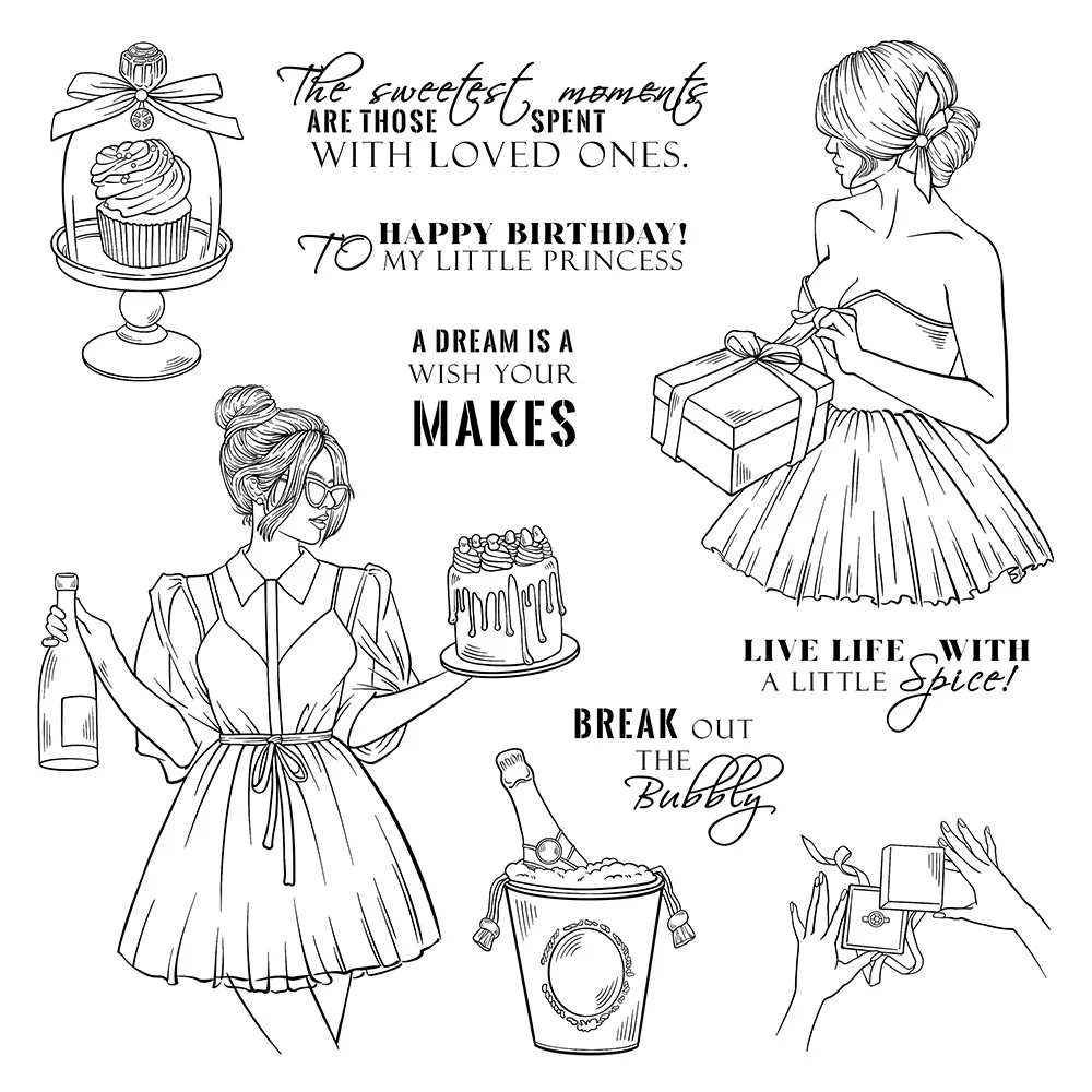 Mangocraft Happy Birthday To Women Clear Stamp DIY Scrapbooking Supplies Silicone Stamp For Card Making Albums Crafts Decor