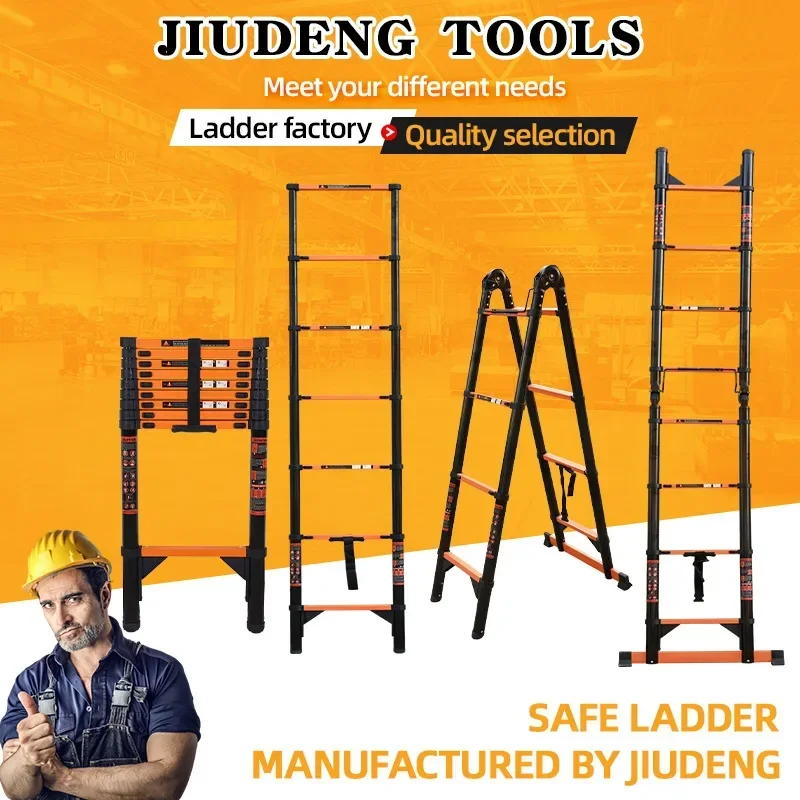 Jiudeng Multi Functional Telescopic Ladder And Zigzag Ladder Aluminum Alloy Folding Ladder Household