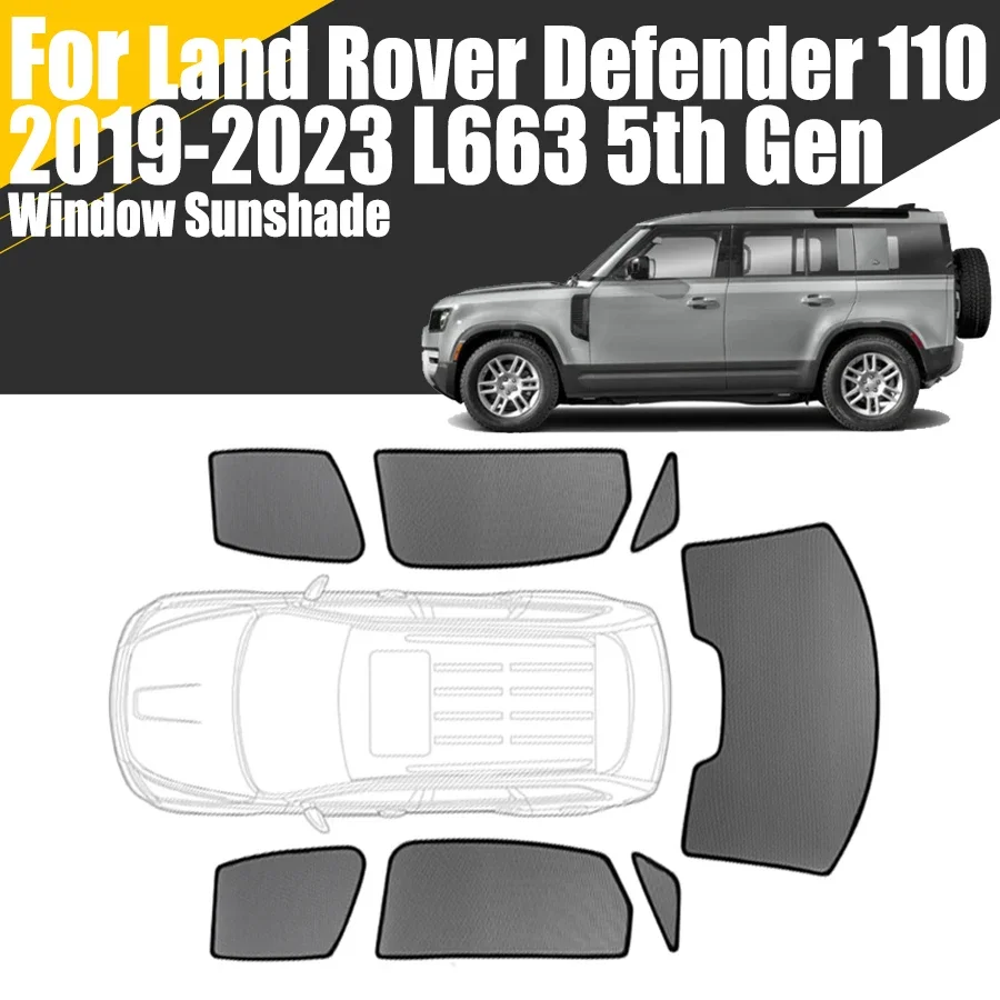 Custom Magnetic Car Window Sunshade For Land Rover Defender 110 L663 2019-2023 Curtain Mesh Front Windshield Frame Curtain