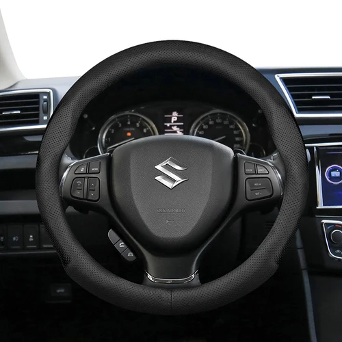Adecuado para Suzuki Funda de volante de cuero transpirable ultrafina adecuada para Swift 2011 Sport Sx4 Grand Vitara Ly Jimny Solio S-Cross Alto Liana Baleno 2013 Zc32S Accesorios Wagon