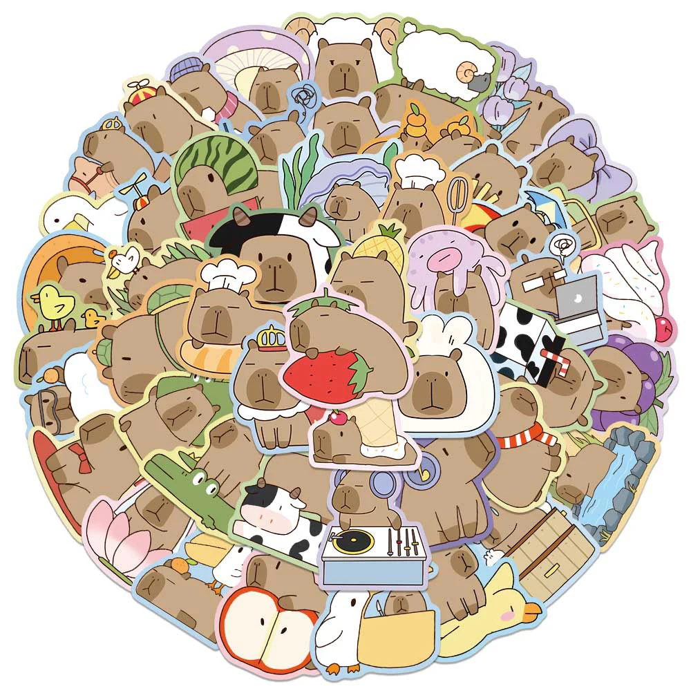 10/30/50 قطعة لطيف مضحك الكرتون كابيبارا الكتابة على الجدران ملصقات Kawaii الشارات المحمول الهاتف الثلاجة الأمتعة سجل القصاصات لاصقة تزيين
